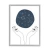 Stupell Industries Hands Holding Galaxy Constellations Minimal Blue, Designed by JJ Design House LLC Gray Framed Wall Art view 1