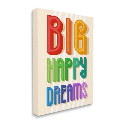 Stupell Industries Big Happy Dreams Encouragement Retro Rainbow Font