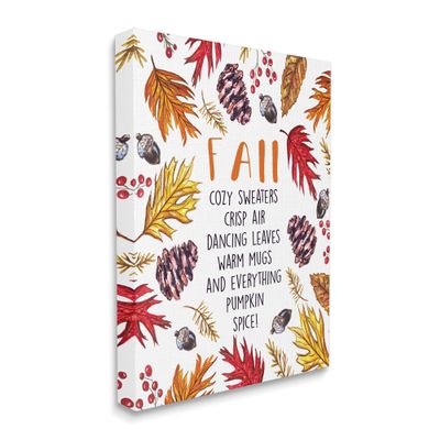 Stupell Industries Fall Favorite Pastimes List Forest Foliage Wreath, Designed by Elizabeth Tyndall Canvas Wall Art, Orange