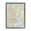 Stupell Industries Charleston South Carolina Nautical Map Daniel Island, Designed by Daphne Polselli Black Framed Wall Art, Blue view 1