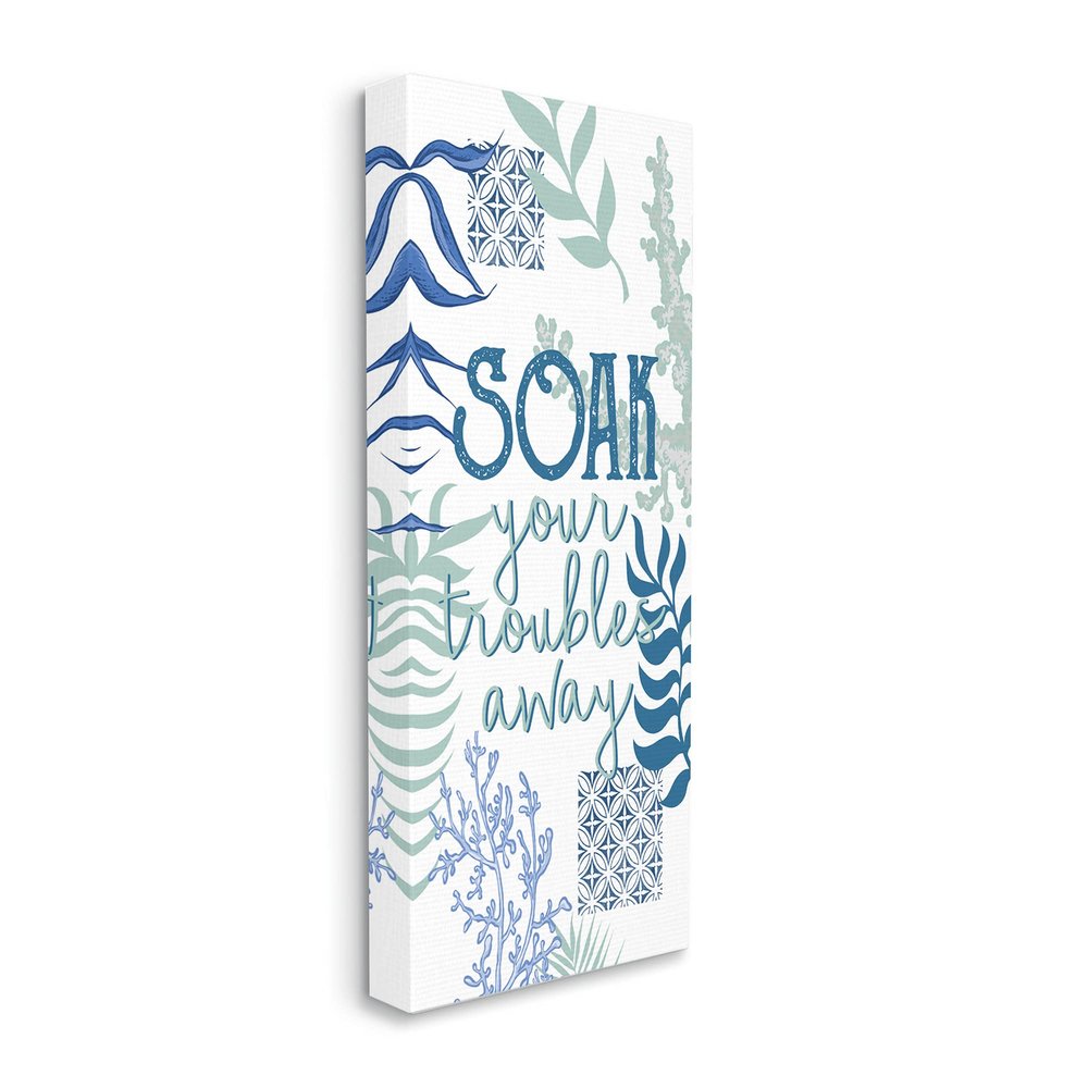 Stupell Industries Soak Your Troubles Away Nautical Phrase Blue Seaweed