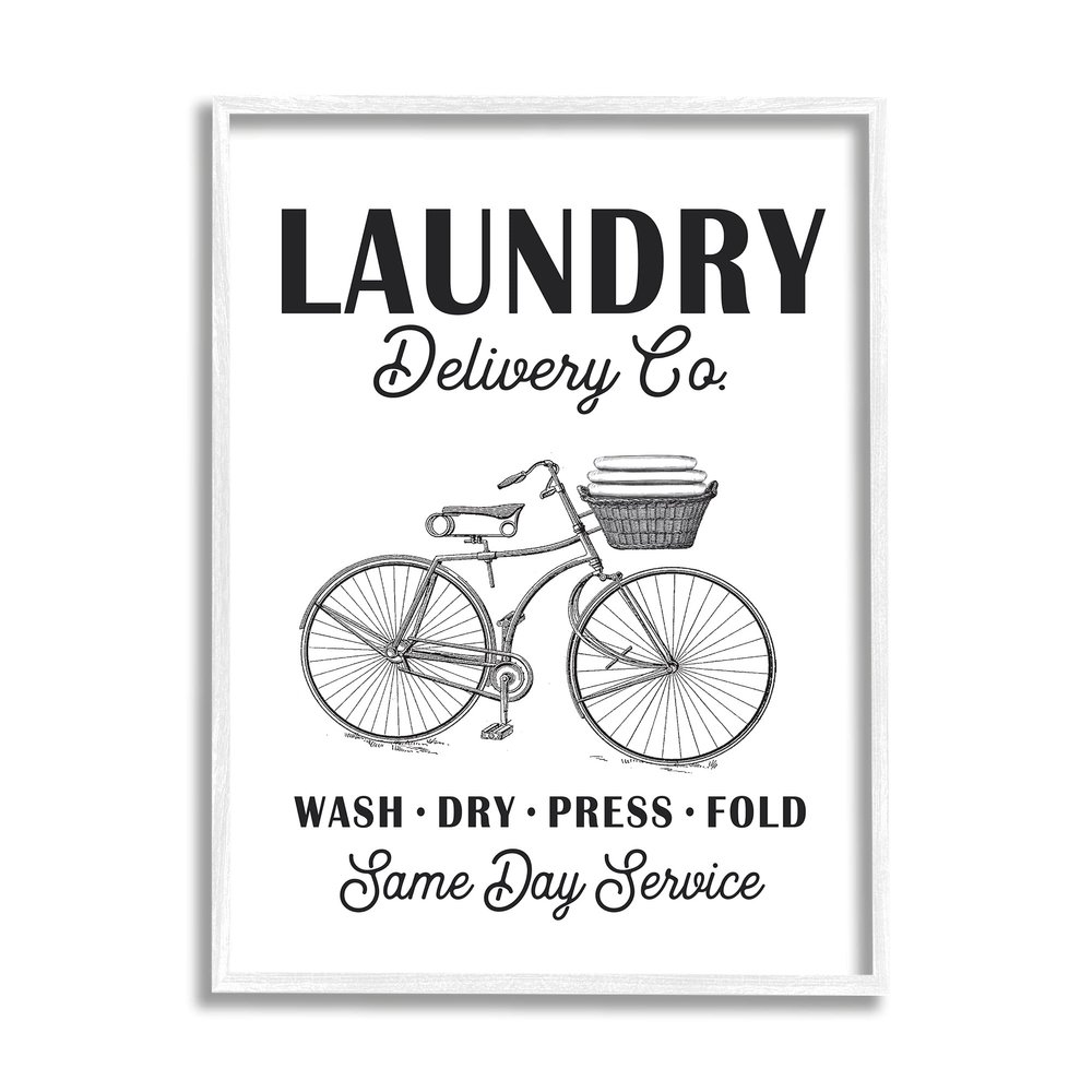Stupell Industries Laundry Delivery Co. Vintage Bicycle Towel Basket