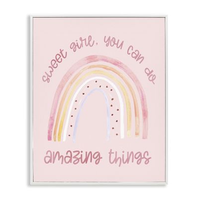 Sweet Girl Amazing Things Phrase Pink, 11 x 14 Inch Framed Gicle Print