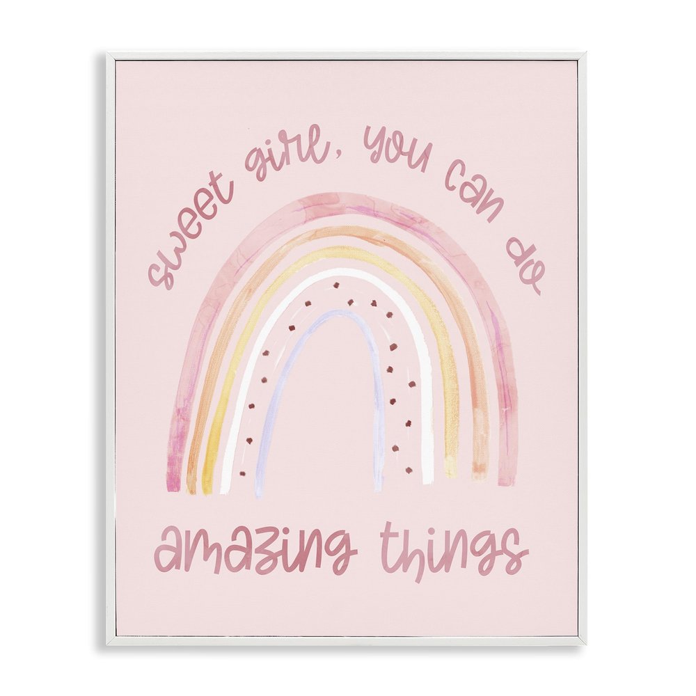 Sweet Girl Amazing Things Phrase Pink, 11 x 14 Inch Framed Gicle Print