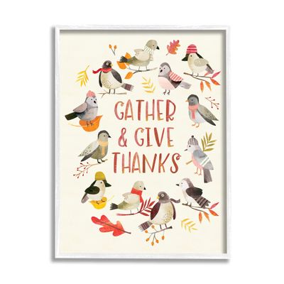 Stupell Industries Gather Give Thanks Acknowledgement Adorable Autumn Birds