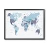 Stupell Industries World Map with Labels Monochromatic Blue Regions view 1