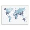 Stupell Industries World Map with Labels Monochromatic Blue Regions view 1