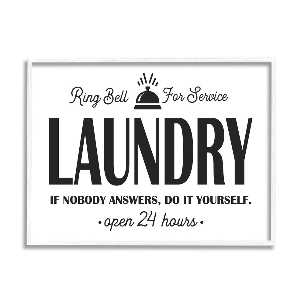 Stupell Industries Ring Bell for Service Sign Sassy Laundry Phrase