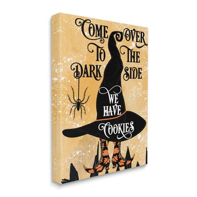 Stupell Industries Dark Side Has Cookies Festive Halloween Witch Hat, Designed by Jill Meyer Canvas Wall Art, Yellow
