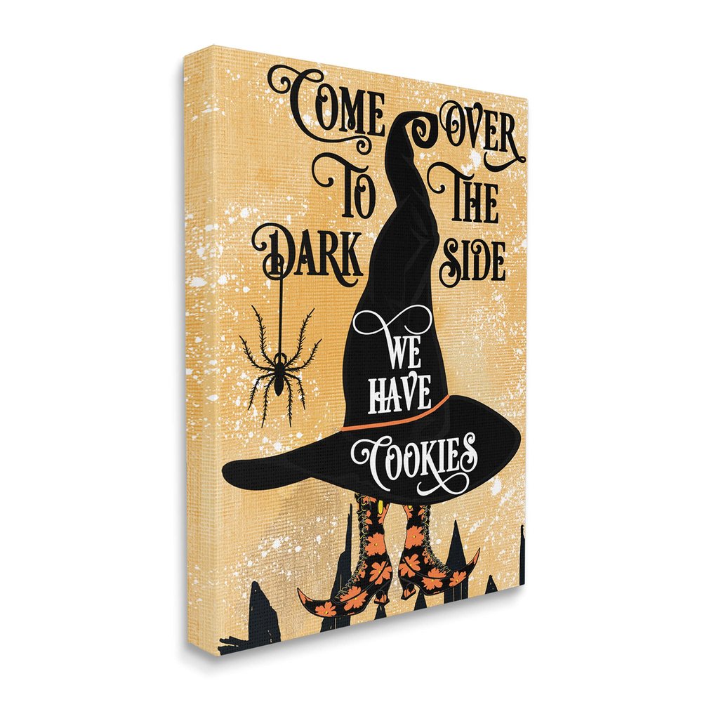 Stupell Industries Dark Side Has Cookies Festive Halloween Witch Hat, Designed by Jill Meyer Canvas Wall Art, Yellow