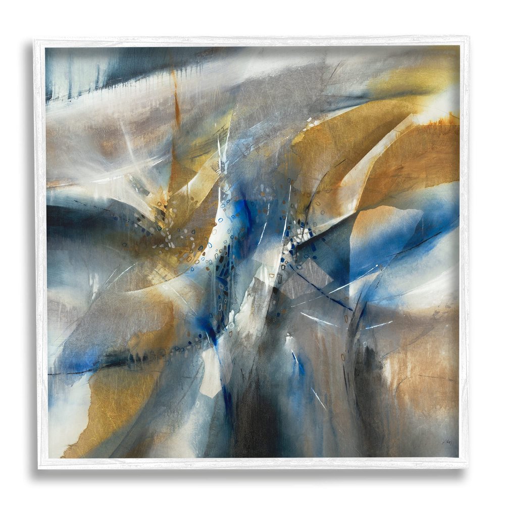 Stupell Industries Abstract Blue Yellow Distortion Busy Shape Arrangement