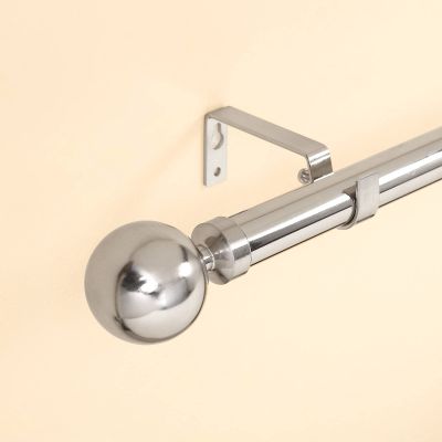 Adjustable Curtain Rod 42 to 126 inch for Windows,Curtain Rods with Round Finials, 1" Standard Decorative Window Curtain Silver Satin Nickel finish Rod | Home Decor