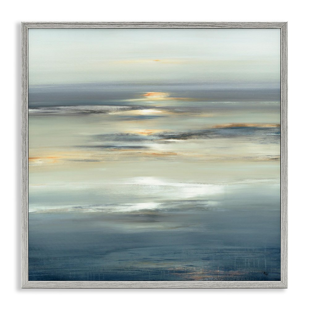 Stupell Industries Abstract Tranquil Nautical Sunrise Reflection, Designed by Lisa Ridgers Gray Framed Wall Art, Grey