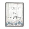 Stupell Industries Family is Everything Sentiment Blue Wild Flowers, Designed by Daphne Polselli Black Framed Wall Art, Off-White view 1