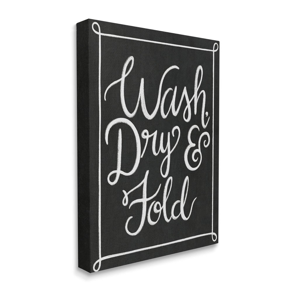 Stupell Industries Wash Dry & Fold Curved Loop Border Black