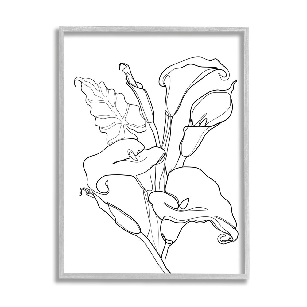 Stupell Industries Calla Lily Floral Stem Modern Minimal Line Drawing