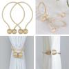 1 Pair Magnetic Curtain Tie Backs For Window Curtains and Drapes Magnetic Tie Band Home Office Decorative Drapes Weave Holdbacks Holders - Champagne view 1