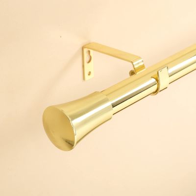 Adjustable Curtain Rod 42 to 126 inch for Windows,Curtain Rods with Trumpet Finials, 1" Standard Decorative Window Curtain Gold Satin Nickel finish Rod | Home Decor