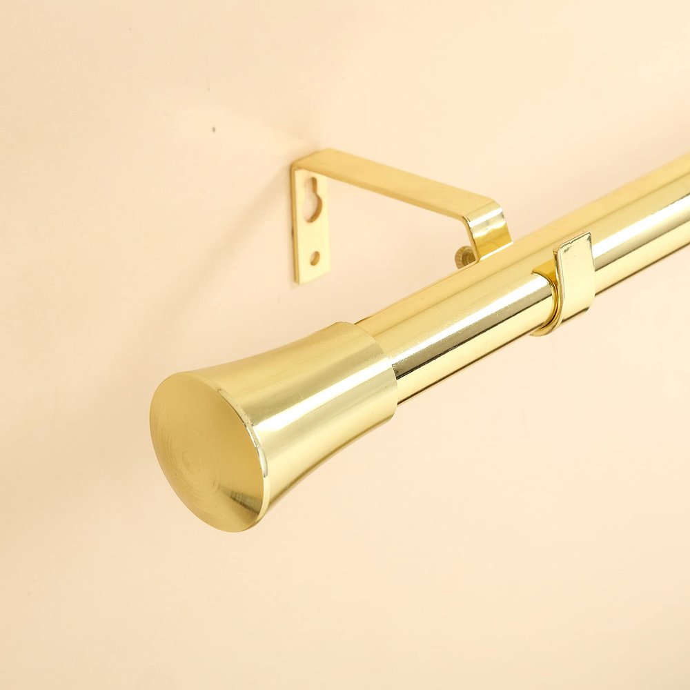 Adjustable Curtain Rod 42 to 126 inch for Windows,Curtain Rods with Trumpet Finials, 1" Standard Decorative Window Curtain Gold Satin Nickel finish Rod | Home Decor