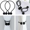 1 Pair Magnetic Curtain Tie Backs For Window Curtains and Drapes Magnetic Tie Band Home Office Decorative Drapes Weave Holdbacks Holders - Black view 1