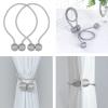 1 Pair Magnetic Curtain Tie Backs For Window Curtains and Drapes Magnetic Tie Band Home Office Decorative Drapes Weave Holdbacks Holders - Silver view 1