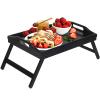 Bed Tray Folding Legs with Handles Breakfast Food Tray Table for Sofa Eating,Drawing,Platters Bamboo Serving Lap Desk Snack Tray view 1