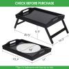 Bed Tray Folding Legs with Handles Breakfast Food Tray Table for Sofa Eating,Drawing,Platters Bamboo Serving Lap Desk Snack Tray view 2