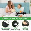Bed Tray Folding Legs with Handles Breakfast Food Tray Table for Sofa Eating,Drawing,Platters Bamboo Serving Lap Desk Snack Tray view 3