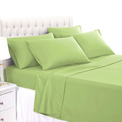 Aspire Linen True Luxury Pure Heavy Rich Giza Cotton 4-Piece Bed Sheets Set Queen Size Fits mattresses Upto 30-34 deep Pocket Sateen Weave (Solid, Sage Green)