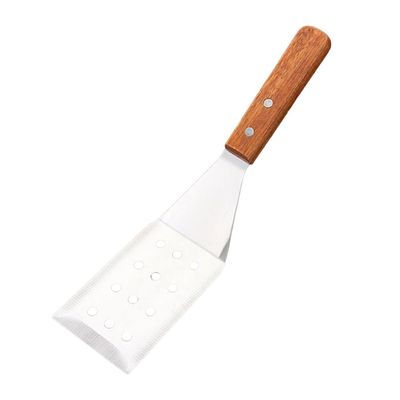 Cabilock 1pc Stainless Steel Slotted Spatula Wooden Handle Versatile Baking and Steak Turner for Kitchen Use for Pancakes Pastries and More Cooking Utensil