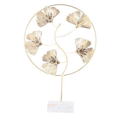 VOSAREA 1pc Modern Leaf Ironwork Desktop Ornament Decor for Living Room Office Bedroom Hotel Unique Hollow Design Base for Stylish Accent