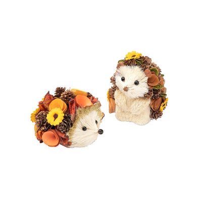 Fun Express Wood Hedgehogs Set  Charming Rustic Woodland-Themed Home Decor  Perfect for Shelves Mantels Tables Living Rooms and More  Natural Brown Finish with Unique Details  2 Pieces