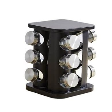 qiuqiu 12 Bottle Rotating Spice Rack Countertop Spice Tower Stainless Steel Spice Storage Box Kitchen Seasoning Storage Organization-