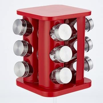 qiuqiu 12 Bottle Rotating Spice Rack Countertop Spice Tower Stainless Steel Spice Storage Box Kitchen Seasoning Storage Organization-