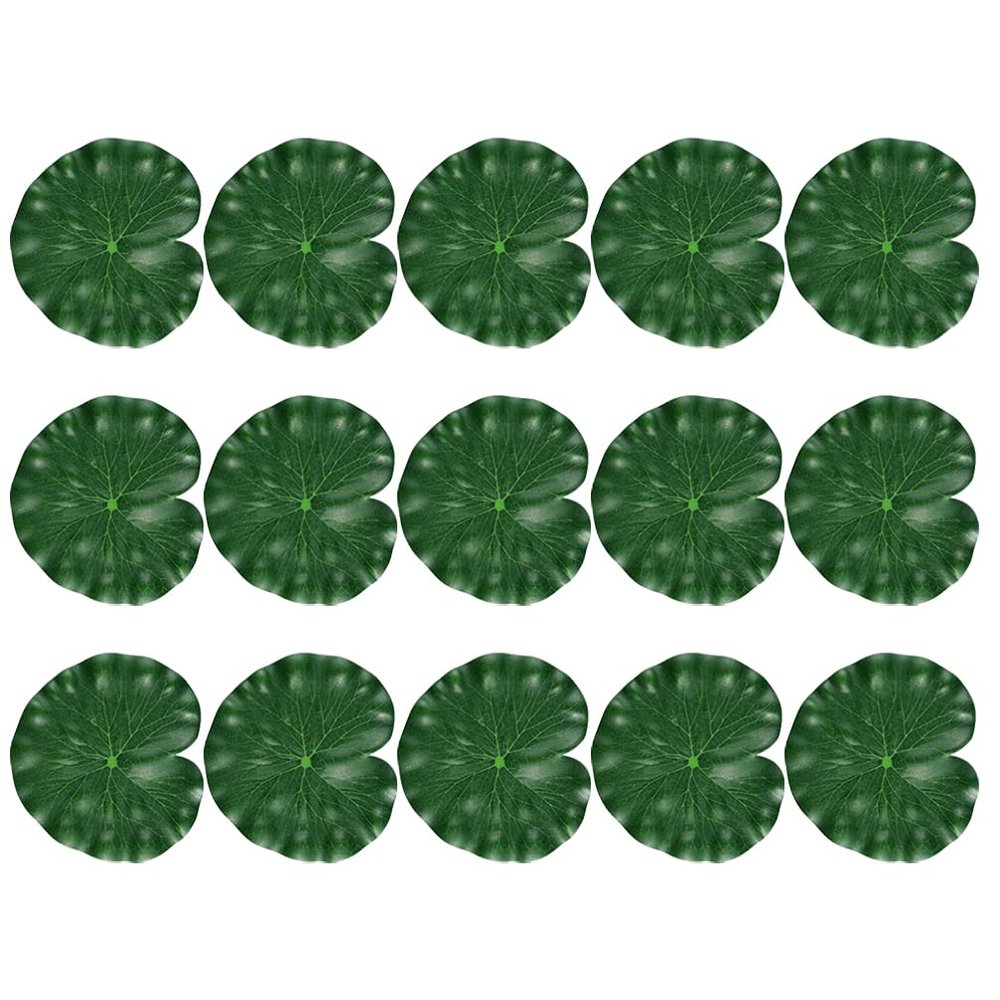 DOITOOL 15pcs Floating Faux Lotus Leaves Simulation Leaves for Fish Aquarium Decoration Lifelike Water Lily Pads for Garden and Fountain Decor
