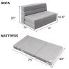 ANONER Folding Sleeper Chair Sofa Bed Lazy Couch with Pillow, Twin Size, Light Gray view 3