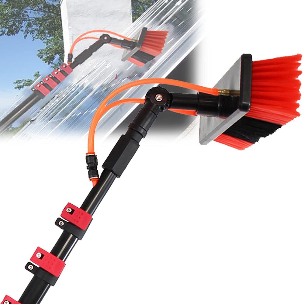 ZWJABYY Window Cleaning Pole,Window Cleaning Kit,Water Fed Pole Window Cleaning System,12-36ft Telescopic Solar Panel Cleaning Brushes Rod,10.8M/36FT