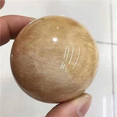 1pc Folk Crafts Natural Gemstone Orange Moonstone Crystal Ball Spheres 55-60mm for Decoration