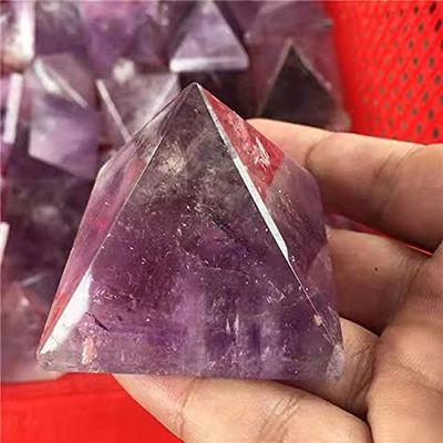 1pc Gemstone Crystal Stone Folk Crafts Natural Purple Amethyst Quartz Pyramid 45-50mm for Home Decor