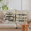 HUYAW Camping-Themed Decorative Throw Pillow Covers, 2 x 18" x 18" Beige Cotton Linen Blend, Rustic Letter Print, Perfect for Home Decor, Camping, Camper Gifts view 4