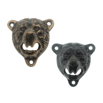 Bear Head Cast Iron Beer Bottle Opener Wall Mounted for Man Cave Decor Gifts (Aged Gold and Black)