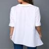 Andongnywell Casual Lapel Roll up Sleeve Irregular Hem Shirt Pocket Women's Summer Solid Color Oversized Tops (White,7,4X-Large) view 3