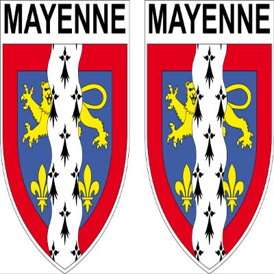 2 x Magnetic Crest-Shaped Fridge Magnet Mayenne Department 2 x Magnetic Patches 4 x 5 cm