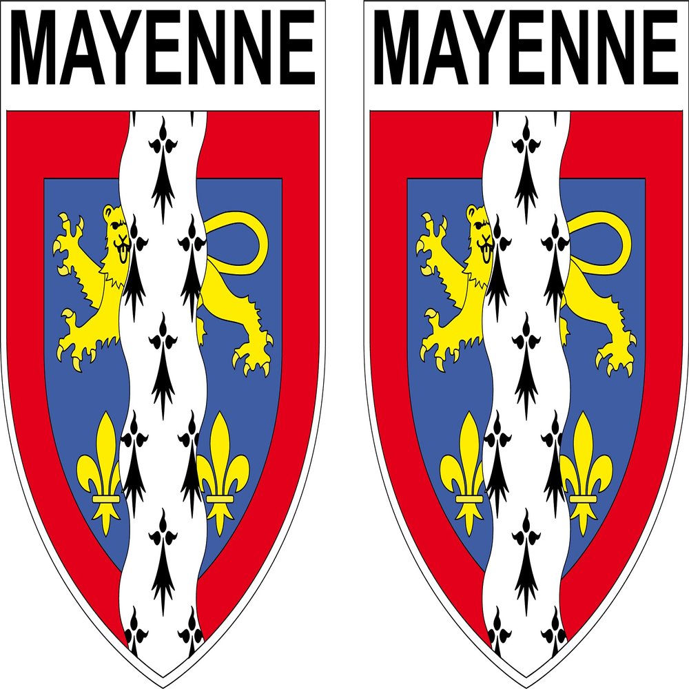 2 x Magnetic Crest-Shaped Fridge Magnet Mayenne Department 2 x Magnetic Patches 4 x 5 cm