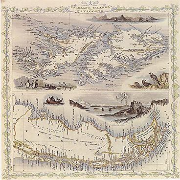 1800'S MAP ARGENTINA FALKLAND ISLANDS AND PATAGONIA REPRO POSTER (20 X 30 IMAGE SIZE PAPER)