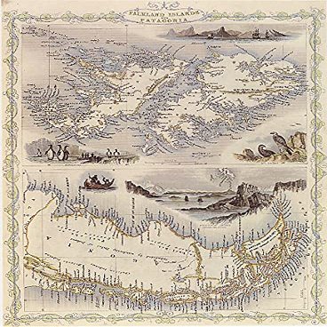 1800'S MAP ARGENTINA FALKLAND ISLANDS AND PATAGONIA REPRO POSTER (20 X 30 IMAGE SIZE PAPER)