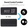 Dasike Wooden Digital Alarm Clock, Multifunctional Digital Display, 3 Alarm Settings, Weekend Mode, Snooze, Brightness Adjustable, Suitable for Living Room, Bedroom and Kitchen (Black) view 3