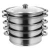 Aluminum Pot Steaming Pot 5- Layer Steaming Cookware with Tempered Glass Lid 28cm Dim Sum Basket view 1