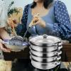 Aluminum Pot Steaming Pot 5- Layer Steaming Cookware with Tempered Glass Lid 28cm Dim Sum Basket view 2
