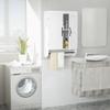 SRIWATANA Bathroom Storage Wall Cabinet Over The Toilet with Adjustable Shelf, Space Saver 2-Door Medicine Cabinet with Metal Bar, White view 2